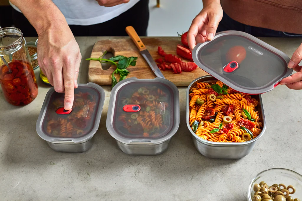 Black+Blum Steel Food Box Large - Meal prep - 206x159x79mm - Grijs/Rood - Afbeelding 5