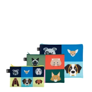 LOQI Zip Pockets - Cats & Dogs gerecycled