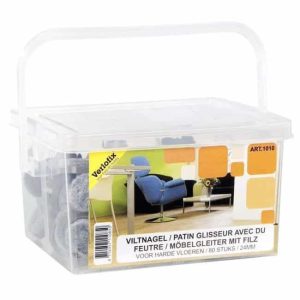 Viltnagel, nylon bruin met nagel in emmer diameter 24mm per 80 stuks