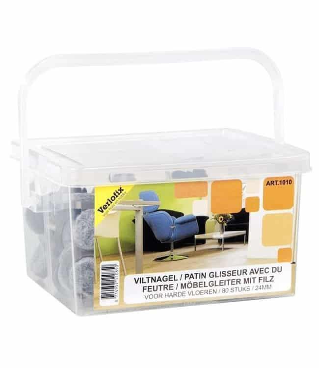 Viltnagel, nylon bruin met nagel in emmer diameter 24mm per 80 stuks - Afbeelding 2