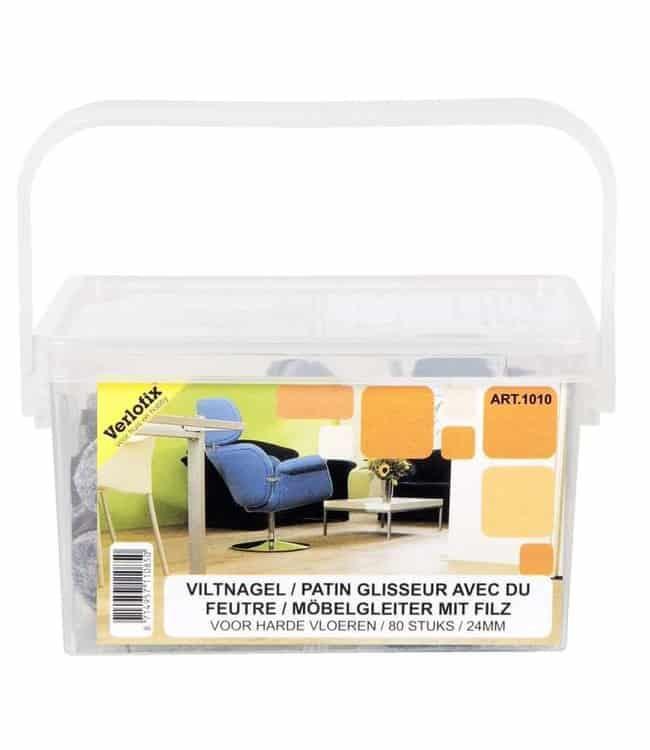 Viltnagel, nylon bruin met nagel in emmer diameter 24mm per 80 stuks - Afbeelding 3